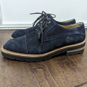 🔥Rosso Fiorentino Derby Shoes Navy Blue Suede Made in Italy
